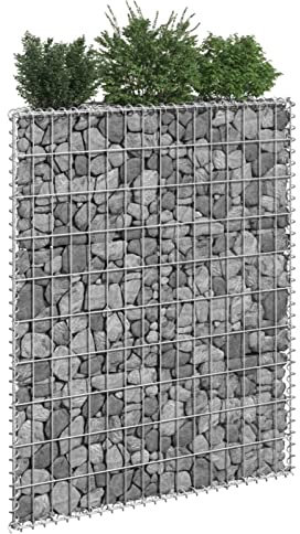 heybb Gabionen-Hochbeet Trapezform Verzinkter Stahl 80x20x100 cm Hochbeet Garten GabionenköRbe Hochbeete FüR Garten Gabionen Zaun