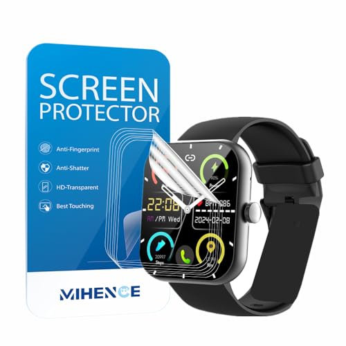 MIHENCE Screen Protector for Y66 1.96 Inch Smart Watch, TPU HD Screen Protector Compatible with Jugeman/Coucur/Zakotu Y66 1.96 Inch Smartwatch [Pack of 6]