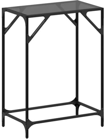 vidaXL Table Console avec Dessus en Verre Noir 60x35x81 cm Acier, Table de canapé, Table de Couloir, derrière la Table de canapé, Table d'entrée