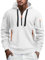 EDITCOZY Mens Half Zip Fleece Jumper Hoody Long Sleeve Sweatshirts Zip Up Pullover Jumper with Pockets White L