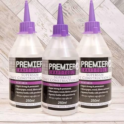 Hunkydory Premier Craft Tools 3x SUPERSIZE Clear Craft Construction Glue - 250ml Bottles