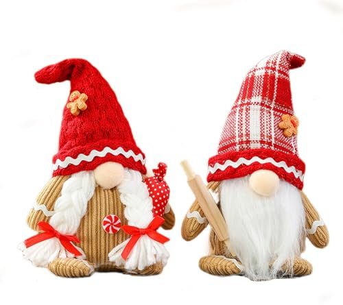 Liwein Gnomi Natalizi, 2 Pezzi Elfo Babbo Natale Peluche, Gnomo Natalizio Elfi, Gnomo di Peluche per Decorazioni Natalizie, Decorazioni Autunnali Gnomi per Albero Natale Tavolo Camino