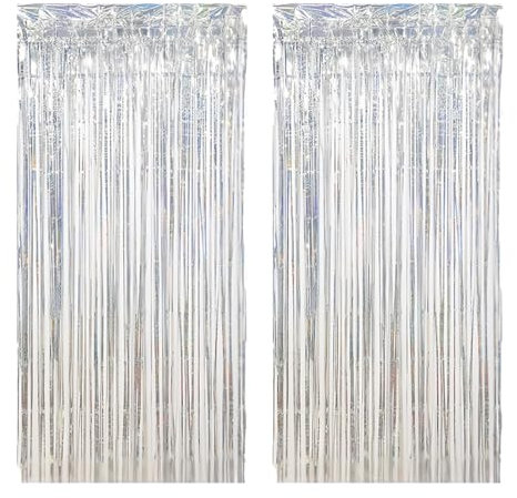 ZKGYUS 2 lametta vorhang,Szene Party Dekoration Dekoration Hintergrund Regen Vorhang Band Seide Quaste(1 * 2m)