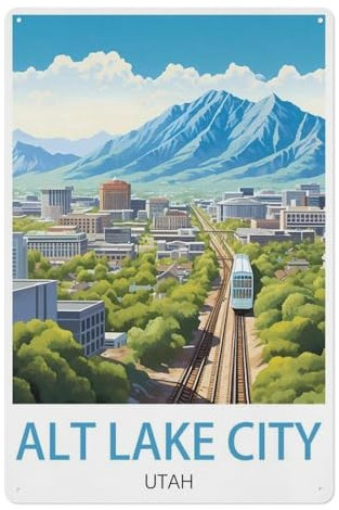 Salt Lake City, Utah，Vintage Blechschild, Metallschild, Poster für Bar, Café, Schule(30x40cm）12x16 inch-U99