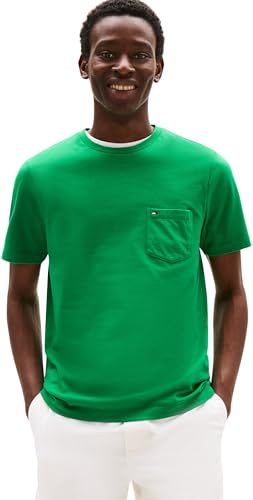 Tommy Hilfiger Men’s Short Sleeve Essential T-Shirt with Chest Pocket, Green (Olympic Green), L