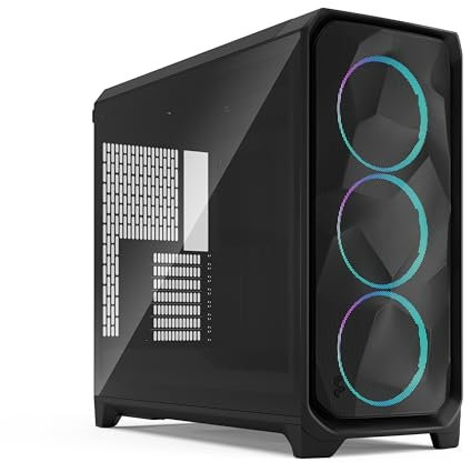 Fractal Design Meshify 3 XL Black RGB Templado Light Tint - Caja de PC Gaming de Alto Flujo de Aire - Incluye Tres Ventiladores ARGB Momentum 14 Gen 2 - Interior Espacioso - GPU hasta 512mm