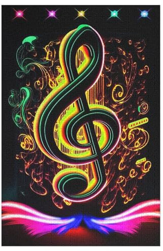 Musical Note 1000 Pieces Wooden Jigsaw Puzzle for Adults Puzzles Brain Exercise Challenge High Difficulty Game Gift for Kids Children Jigsaws