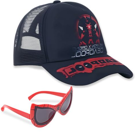 2 Stück Spider Baseball Cap Sonnenbrillen Set,2025 Spider Baseballmütze und Spider Sonnenbrillen Rote Cartoon Sonnenhut Baseballmütze Verstellbarer Baumwolle Sonnenhut Cap für Jungen Mädchen Teenager