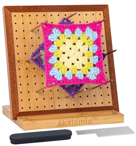 Skalamio Granny Square - Blocco di blocco per Granny Square, 20 x 20 cm, con 20 perni in acciaio inox, per grannys