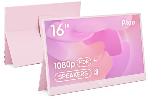 Pixio PX160 Wave Rose Monitor portátil 15,6 pulgadas 60 Hz FHD 1080p IPS Panel HDR Soporte USB-C HDMI para ordenador portátil, PC, consola, teléfono