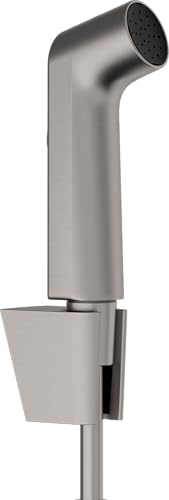 hansgrohe Bidette Handbrause S mit Brauseschlauch 1,25 m | inkl. Brausehalter, ohne integriertes Absperrventil, Brushed Black Chrome, 29238340