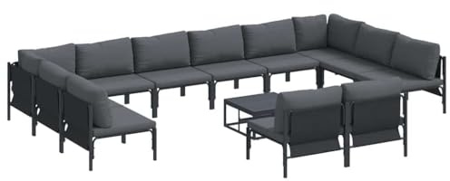 vidaXL Garden Sofa Set 13 pcs Anthracite Steel, Al Fresco Set, Weather-Proof Seating for Outdoor Living, Garden, Lounge, Patio Furniture, Ergonomic