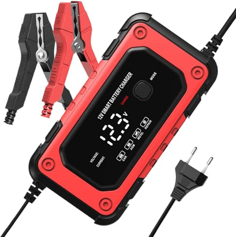 JINGLING Ladegerät für Autobatterie – Erhaltungsladegerät 12 V 6 A | LCD-Anzeige Desulfator Wartung für Auto, Motorrad, Boot, Quad – für LKW, Motorrad, Marine, ATV, Garage, Straßenfahrzeuge