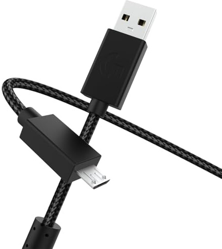 Toxaoii G633 Ersatz-USB-Ladekabel Kompatibel mit Logitech G533 G633 G633S G635 G933 G933S G935 Gaming-Headset/PS4-Controller Micro-USB-Geflechtskabel (2 m)