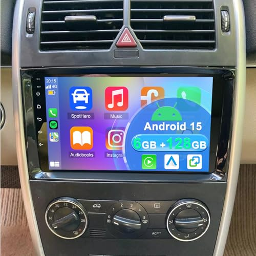 Autoradio für Mercedes Benz A B Class W169 W245 2004-2012 V-Class W639 | 6+128G 8 Core Android 15 9 Zoll Touchscreen Auto Radio Stereo Display GPS Navi Head Unit mit Carplay Android Auto FM RDS