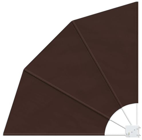 Kaorsrow Protección visual para balcón, 140 x 140 cm, color marrón, compartimentos para balcón en forma de abanico de poliéster con marco de acero, toldo lateral plegable, abanico de privacidad para