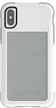 Griffin Technology iPhone x Protective Case Survvivor Fit Dual Layer Sport Case 7' Drop Protection, White/Grey