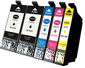 TiToPaten* 5X Epson Workforce Pro WF-3720 DWF kompatible XL Druckerpatrone mit Chip ersetzt Typ T3471-74 - 2xSchwarz, 1xCyan, 1xMagenta, 1xGelb