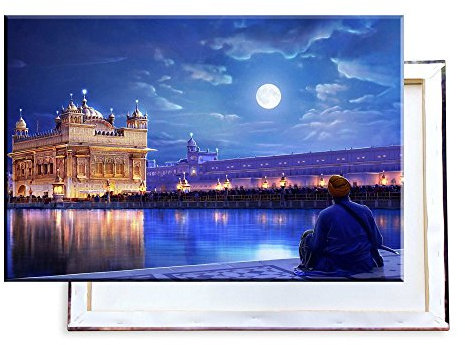 Unified Distribution Golden Temple Amritsar Punjab Indien - 120x80 cm - Bilder & Kunstdrucke fertig auf Leinwand aufgespannt und in erstklassiger Druckqualität
