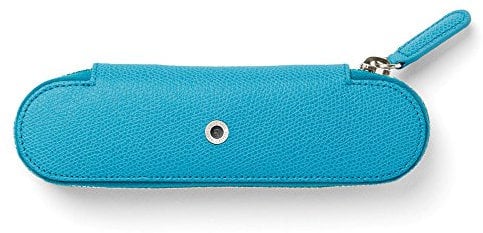 Graf von Faber-Castell 118674 Epsom Reißverschluss-Etui für 2 Schreibgeräte Gulf Blau