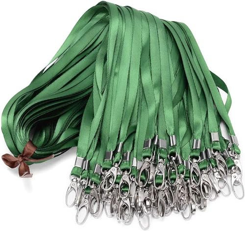 Antspirit Schlüsselbänder für Ausweise/Namensschilder, Nylon, flaches Umhängeband, drehbarer Clip, langlebig, gewebt, Herren, Damen, Büro, 50 Stück 50 grün