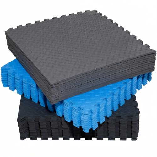 Fitem 63cm Puzzlematte 4,7m² rutschfest 12er Blau | Blau, 63 Cm - 12 Stück