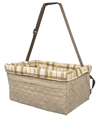 PetSafe Happy Ride Quilted Booster Seat - Dog Booster Seat for Cars, Trucks and 4X4s - Easy-to-adjust Strap - Durable Fleece Liner is Machine-Washable and Easy to Clean - Tan - Up To 8.1 kg