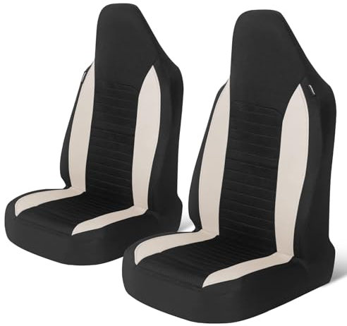 AUTOYOUTH Autositzbezüge Vordersitze Autositzschoner für Hund Kinder Sport Arbeit Werkstatt usw. Bucket-Typ integrierte Autositzschoner Auto Sitzbezüge mit Airbag Universal Kfz Sitzauflage Auto, Beige