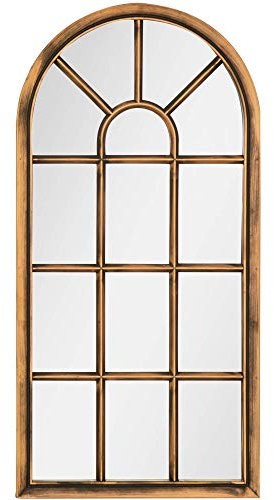 Creekwood Modena Indoor/Outdoor Lightweight Arched Window Wall Mirror, Brushed Copper/Bronze, W35cm x H71cm x D3cm