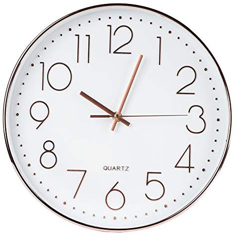 Tissting Orologio da Parete Silenzioso, Movimento Silenzioso, 12 Pollici, Polimero ABS, Orologio Digitale con Numeri Tondi, for Casa, Soggiorno, Camera da Letto, Studio, Ufficio