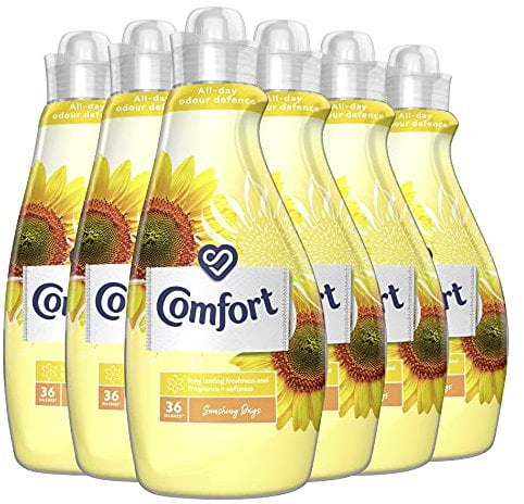 Comfort Sunshiny Days all-day odour defence Fabric Conditioner for long lasting freshness and fragrance + softness 36 Wash 1.26 l pack of 6 (216 washes in total)