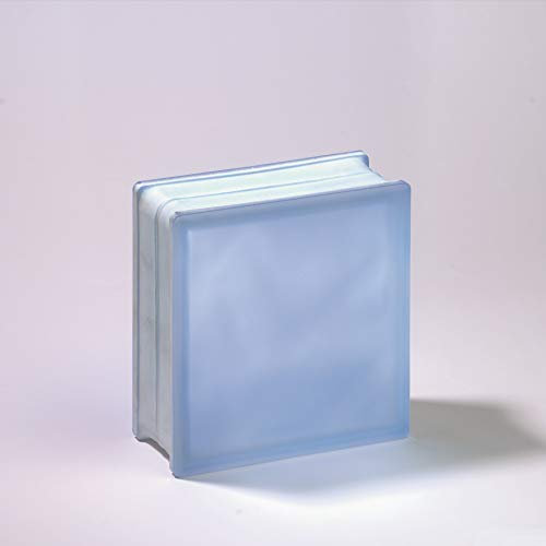 Bloc de verre Lux Glass bleu ondulé satiné 2 faces 19 x 19 x 8 cm Unité de vente 1 boîte de 6 pièces