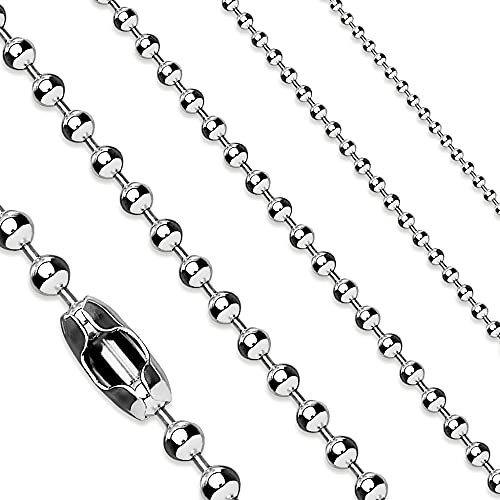 Treuheld® Edelstahl Halskette mit Kugeln - [03.] silber - Kugeln: 2mm - Länge: 41cm