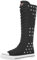Jamron Donna Moda Tela Stivali da Ballo al Ginocchio Stivali in Bicicletta Ragazze Fantasia Scarpe da Scuola Nero Occhielli SN912AB EU36