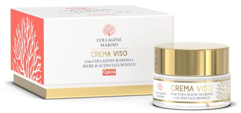 Crema Viso con Collagene marino e Sfere di acido ialuronico - azione rimpolpante e anti-age - AIAB Bio Eco Cosmesi - idratante - antiossidante - 50 ml Collagene Marino
