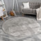 TT Home Wohnzimmer Teppich Hochflor Langflor Kunstfell Weich Modern Unifarben Flauschig, Farbe: Grau, Größe:100 cm Rund