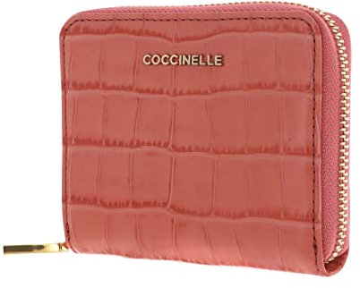 Coccinelle Metallic Croco Shiny Soft Leather Zip Around Wallet Geranium
