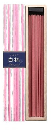 Räucherstäbchen aus Japan KAYURAGI 40 Stück Natürliche Inhaltsstoffe und Öle Incense Sticks Rauchstäbchen ohne Holzkern (Weißer Pfirsich)