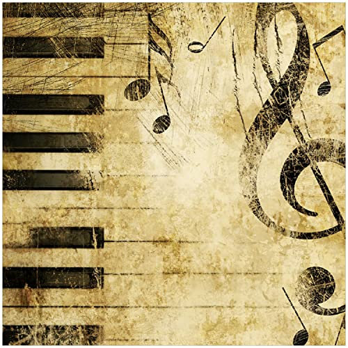 Wallario Glasbild Musik als Leidenschaft Notenschlüssel in braun - 30 x 30 cm Wandbilder Glas in Premium-Qualität: Brillante Farben, freischwebende Optik