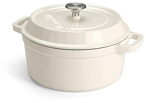 YYDS Outdoor Camping Camping Cookware Enamel Cast Iron Pot For Outdoors & Indoors Kitchen Family Camping Cooker 3.8L Open Fire Cooking Soup Pot Adventures Picnics (Color : White)