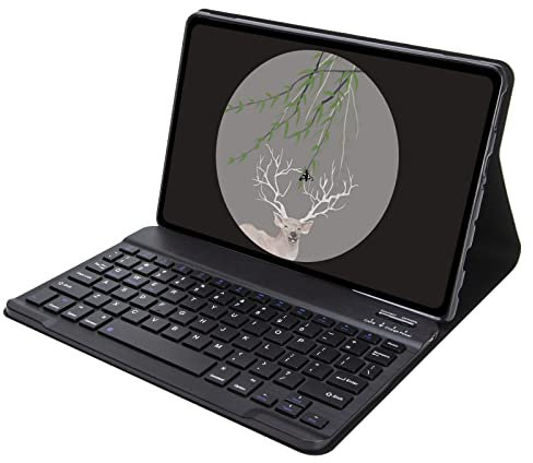 Bueuwe Funda para Teclado para realme Pad 10.4'', Teclado Desmontable inalámbrico, Cubierta Trasera Suave,Black2