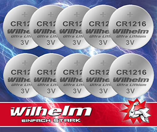 10 x CR1216 CR 1216 WILHELM Lithium Knopfzelle 3V 26 mAh ø12 x 1,6 mm Batterie DL1216