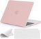 EooCoo Coque Compatible avec MacBook Air 13 Pouces M4 M3 M2 2025 2024 2022 (A3240 A3113 A2681) avec Touch ID, Mac 13 Housse Rigide Plastique, Protection Clavier, Chiffons de Polissage - Rose Mat