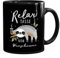 MoonWorks® Kaffee-Tasse personalisiert mit Name Relax Faultier Bürotasse lustige Kaffeebecher mit Aufdruck Wunschname schwarz standard