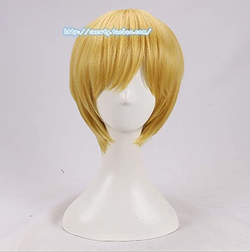 Anime One Piece Cosplay Perücke Sanji Blond Kurz Glatt Männer Gelb Kunsthaar für Erwachsene