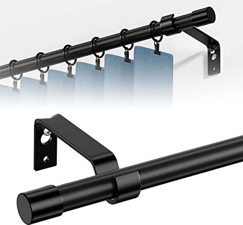 Gardinenstange, 68 to 127 cm Gardinenstange Schwarz, Wandmontage Schwarze Matt Gardinenstangen Set, Metall 16mm Durchmesser 1.2m Lang