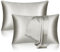 tenn well 2 Pack Mulberry Silk Pillowcase for Hair and Skin, Both Sides 100% Pure Silk Pillowcase 19 Momme Soft Smooth Pillow Case with Hidden Zipper (Standard 51 x 76cm, Grey)