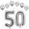 VUCDXOP Silber Luftballon 50, XXL Riesige Geburtstag Ballon 50, 40 - 101cm Ballon Zahl Deko Folienballon Zahlen 0 & 5, Geburtstagsdeko Jubiläum Party Deko, Fliegt mit Helium (Nummer 50)