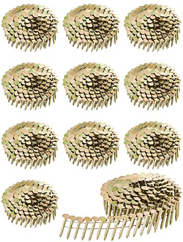 3600 Count Coil Roofing Nails 15 Degree Round Head Wire Collated Electro Galvanized Stainless Steel Siding Nails with Smooth Ring Shank for Roof Lathing and Sheathing Material (0.12 x 1.26 Inch)