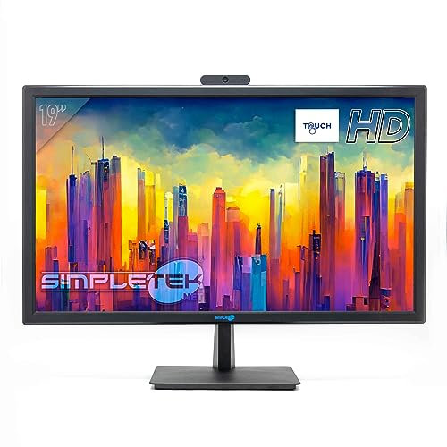 SIMPLETEK - Schermo Touch da 19 HD+ | Con Webcam, Microfono e Speaker integrati | Schermo Touchscreen HD | HDMI VGA Windows/MacOS/Linux
